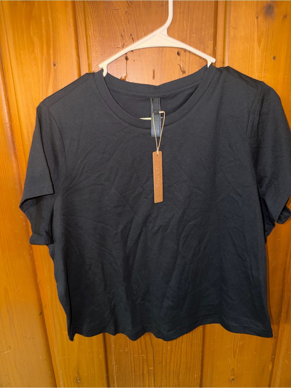 SKIMS Black Tee with Branded Tag